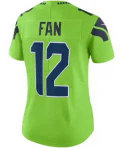 12s Seattle Seahawks Nike Women's Color Rush Vapor Untouchable Limited Player Jersey - Neon Green - Image 3