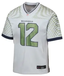 Alternative view of 12s Seattle Seahawks Nike Youth 2025 Rivalries Collection Game Jersey - Wolf Gray