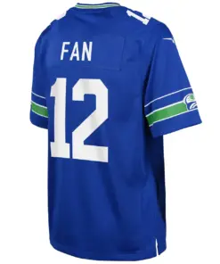 12s Seattle Seahawks Nike Youth Throwback Player Game Jersey - Royal Blue - Image 4