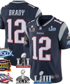 Tom Brady New England Patriots Nike 6x SB Champions Patch Jersey - Navy
