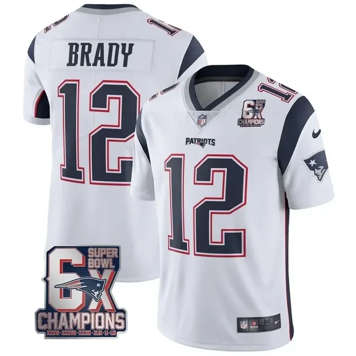 Tom Brady New England Patriots Nike 6x SB Champions Patch Jersey - White