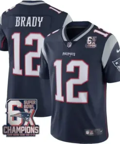 Alternative view of Tom Brady New England Patriots Nike 6x SB Champions Patch Jersey - White