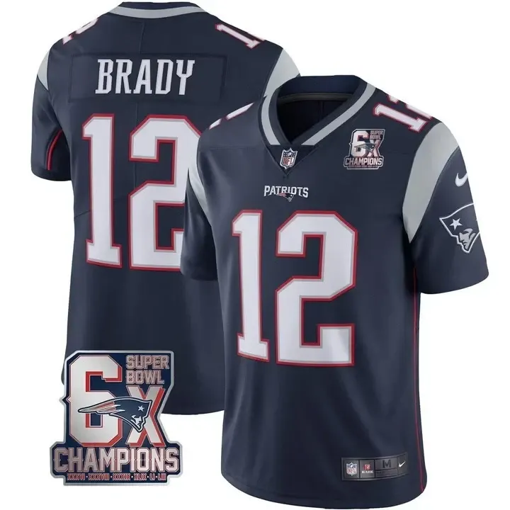 Tom Brady New England Patriots Nike 6x SB Champions Patch Jersey - White - Image 2