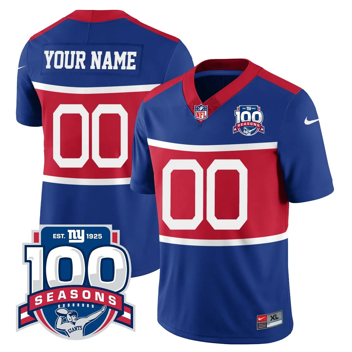 New York Giants Nike Commemorative TLA Custom Stitched Jersey - Red - Image 3
