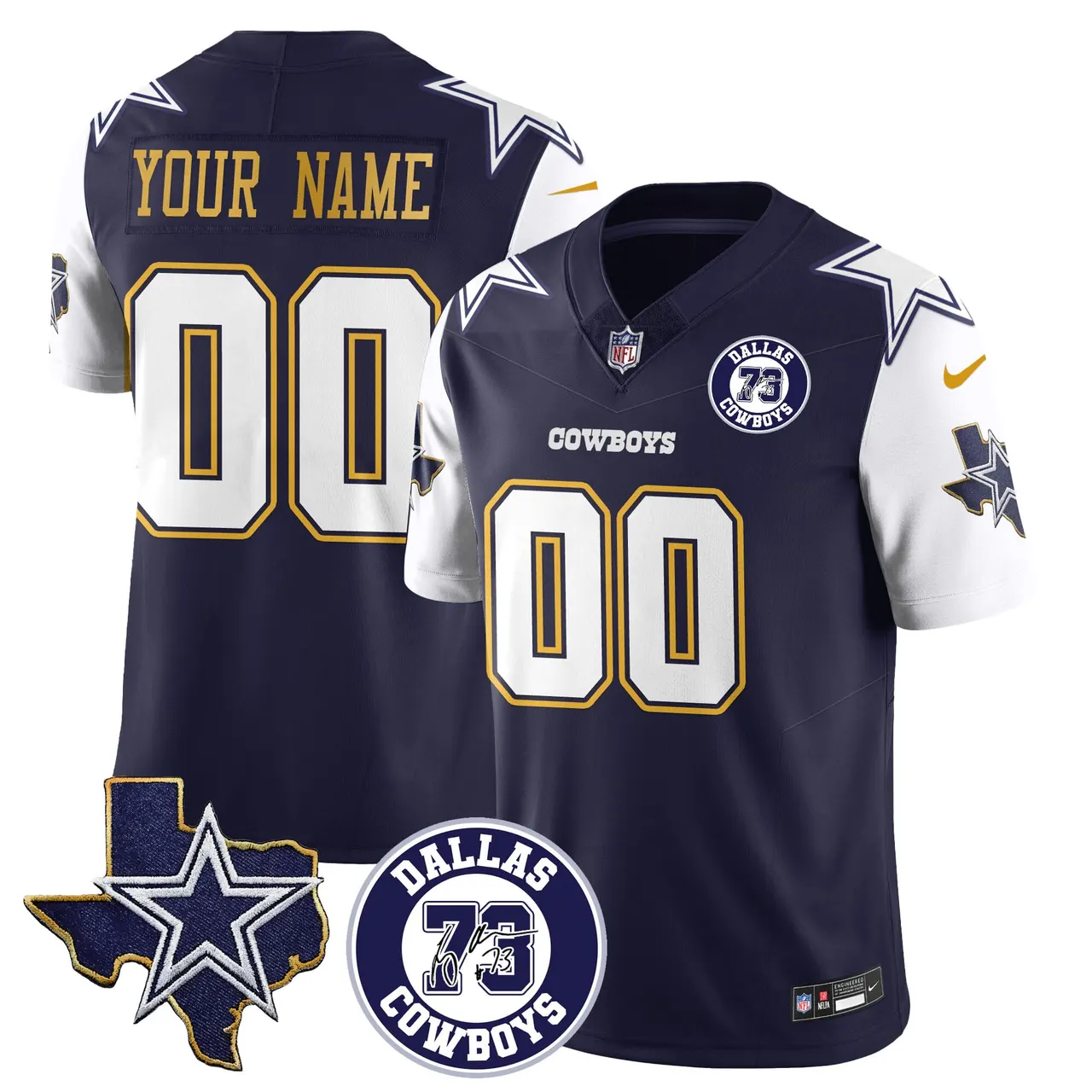 Dallas Cowboys Nike Larry Allen Memorial Custom Stitched Jersey - White - Image 2