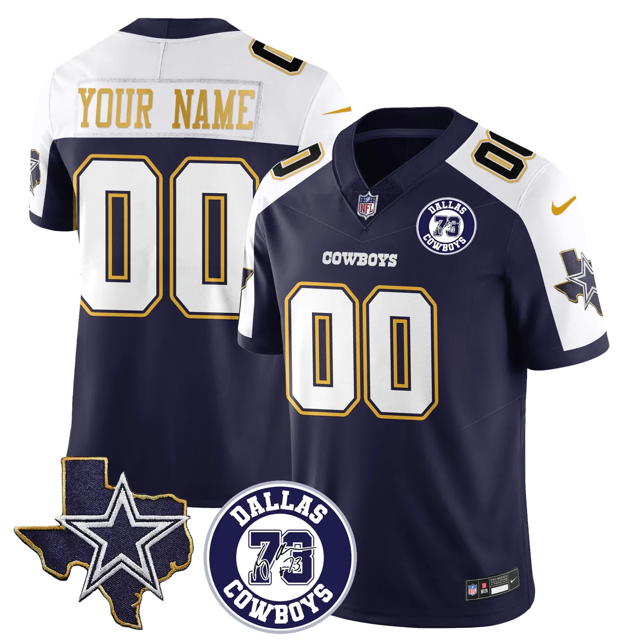 Dallas Cowboys Nike Larry Allen Memorial Custom Stitched Jersey - White - Image 3