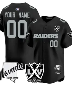 Alternative view of Las Vegas Raiders Nike 2024 65th Anniversary Custom Limited Stitched Jersey - Black