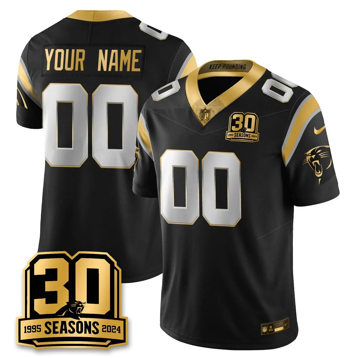 Carolina Panthers Nike 2024 30th Season Vapor Custom Limited Stitched Jersey - Black