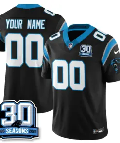 Alternative view of Carolina Panthers Nike 2024 30th Season Vapor Custom Limited Stitched Jersey - Black
