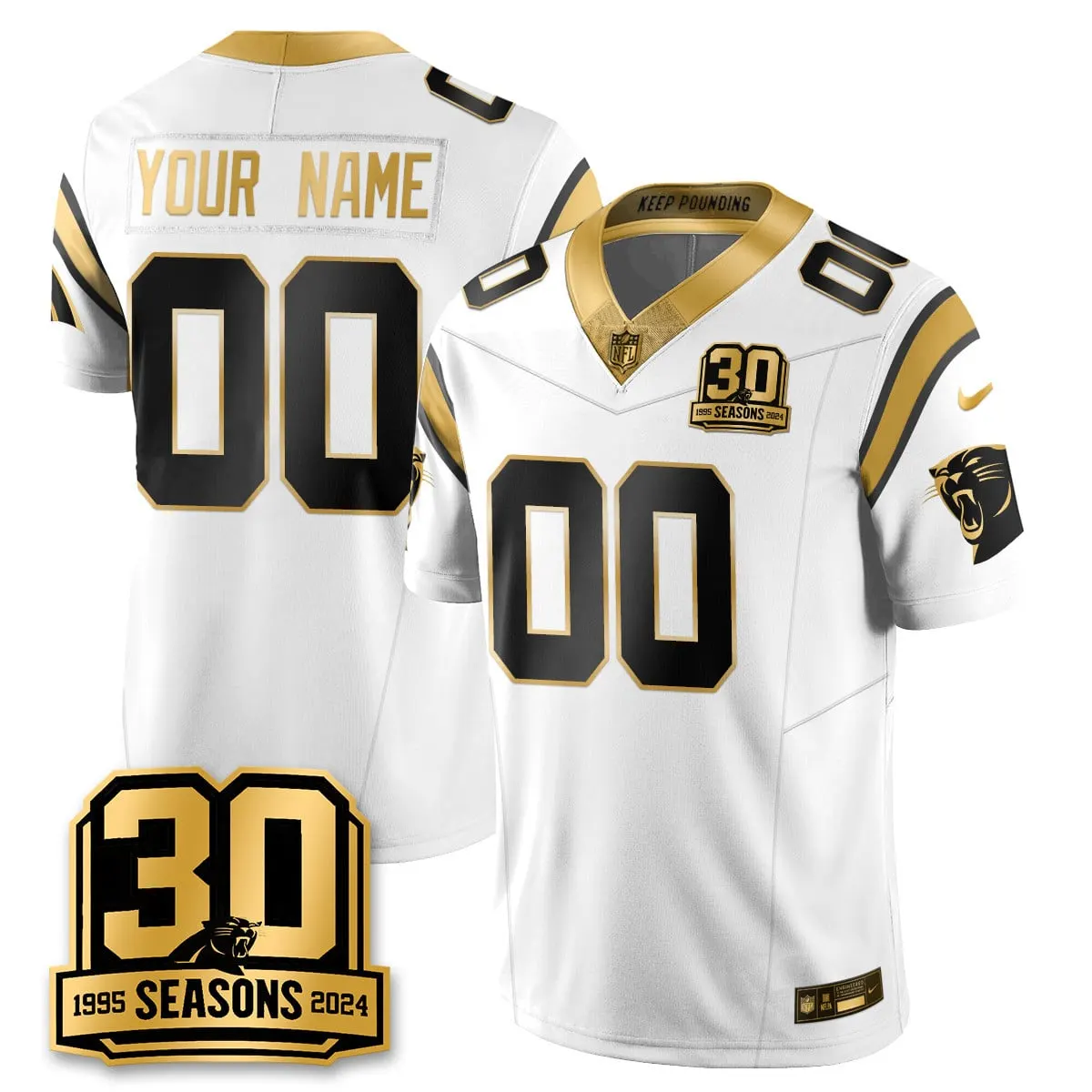 Carolina Panthers Nike 2024 30th Season Vapor Custom Limited Stitched Jersey - Black - Image 3