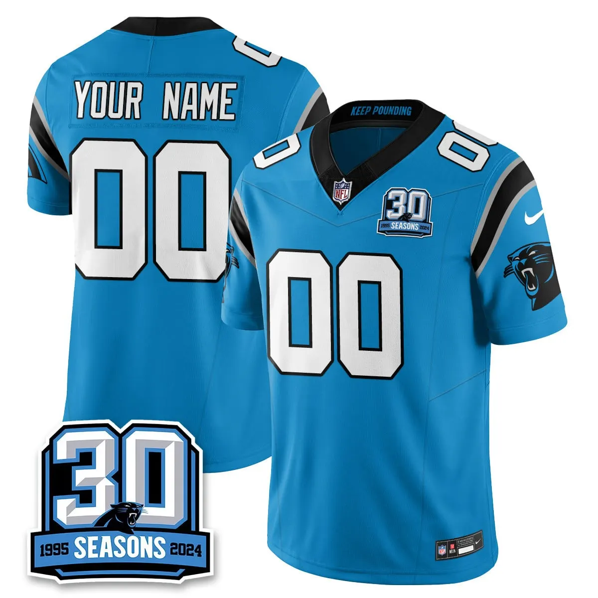 Carolina Panthers Nike 2024 30th Season Vapor Custom Limited Stitched Jersey - Black - Image 5