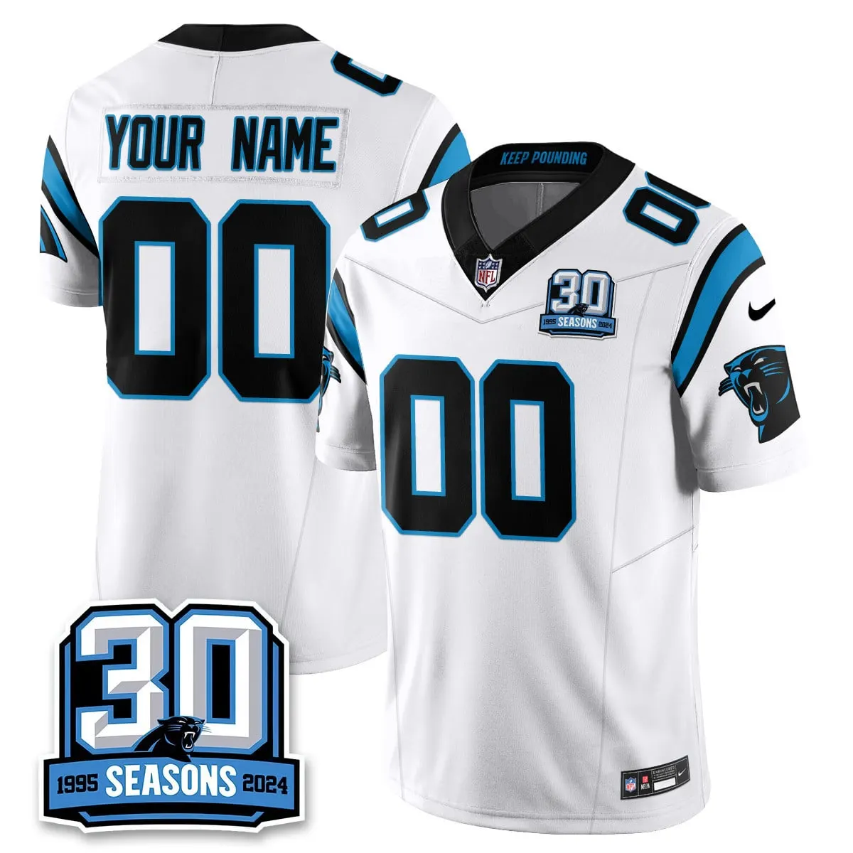 Carolina Panthers Nike 2024 30th Season Vapor Custom Limited Stitched Jersey - Black - Image 4