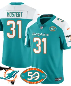 Miami Dolphins Nike 1965 Stitched Jersey - The Dophins Jersey All Stitched - Aqua - Image 11
