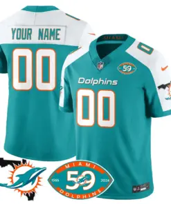 Miami Dolphins Nike 1965 Stitched Jersey - The Dophins Jersey All Stitched - Aqua - Image 12
