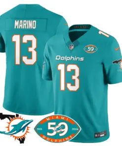 Miami Dolphins Nike 1965 Stitched Jersey - The Dophins Jersey All Stitched - Aqua - Image 9