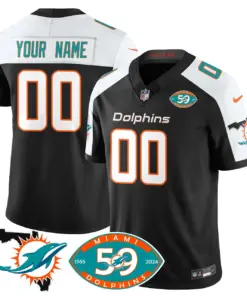 Miami Dolphins Nike 1965 Custom Stitched Jersey - The Dophins Jersey All Stitched - Black
