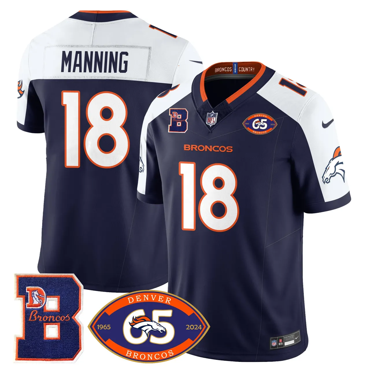Denver Broncos Nike 1959 Stitched Jersey - The Broncos Jersey All Stitched - Navy - Image 5