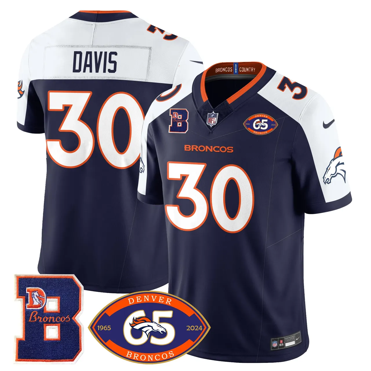 Denver Broncos Nike 1959 Stitched Jersey - The Broncos Jersey All Stitched - Navy - Image 4