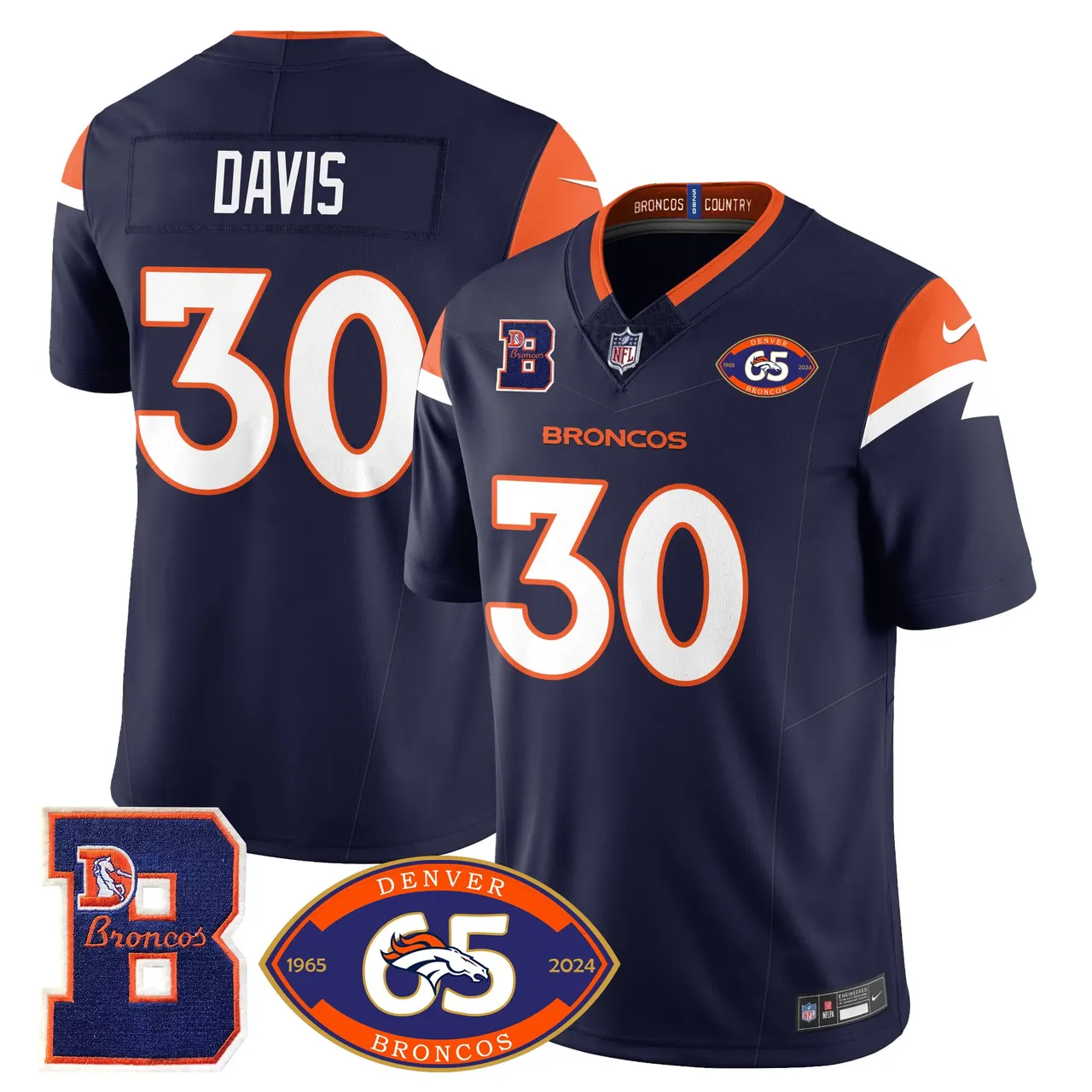 Denver Broncos Nike 1959 Stitched Jersey - The Broncos Jersey All Stitched - Navy - Image 12