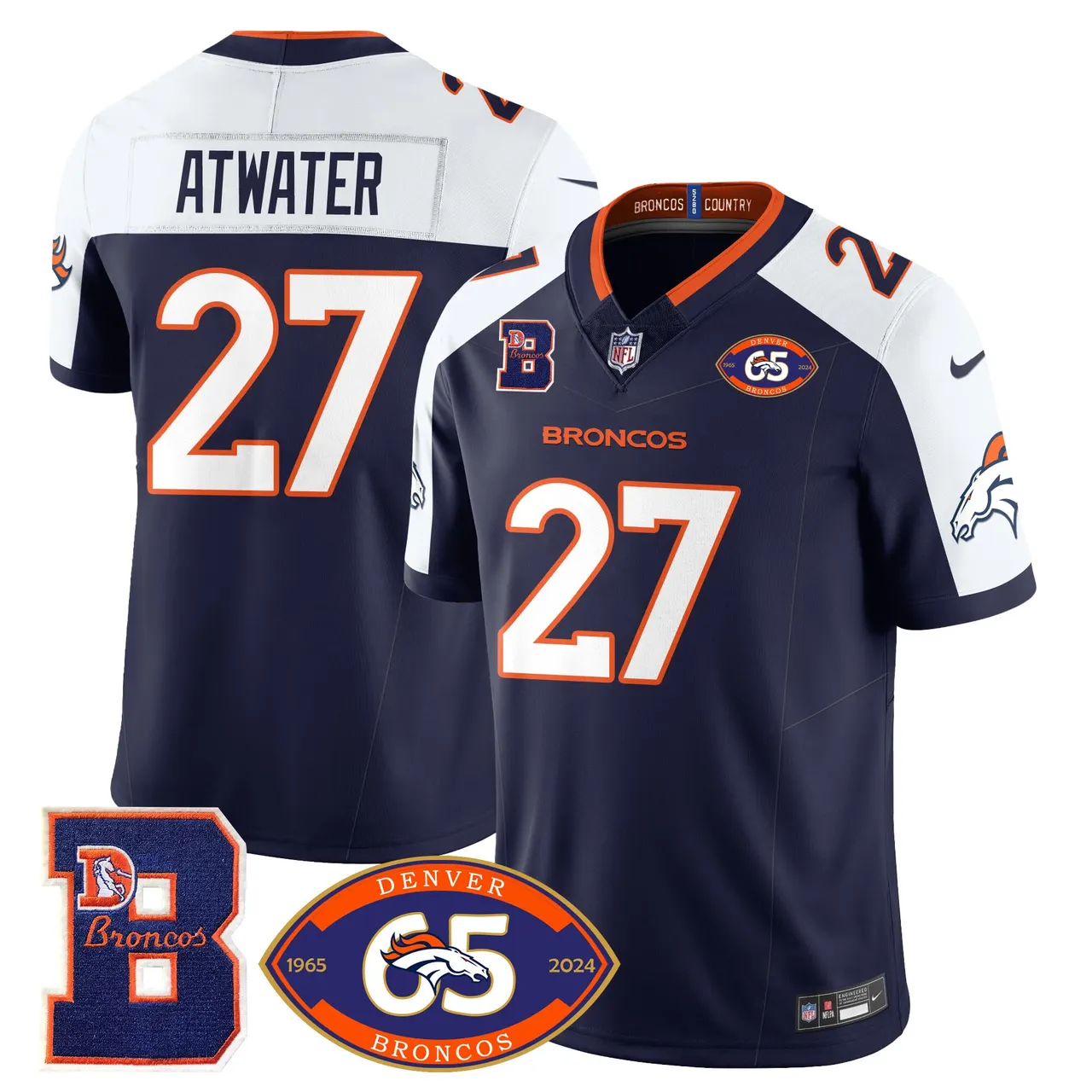 Denver Broncos Nike 1959 Stitched Jersey - The Broncos Jersey All Stitched - Navy - Image 2