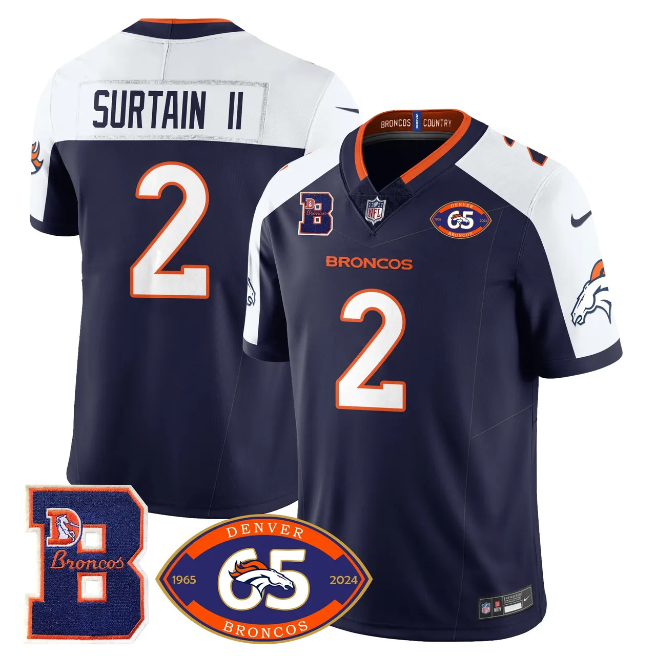Denver Broncos Nike 1959 Stitched Jersey - The Broncos Jersey All Stitched - Navy - Image 6
