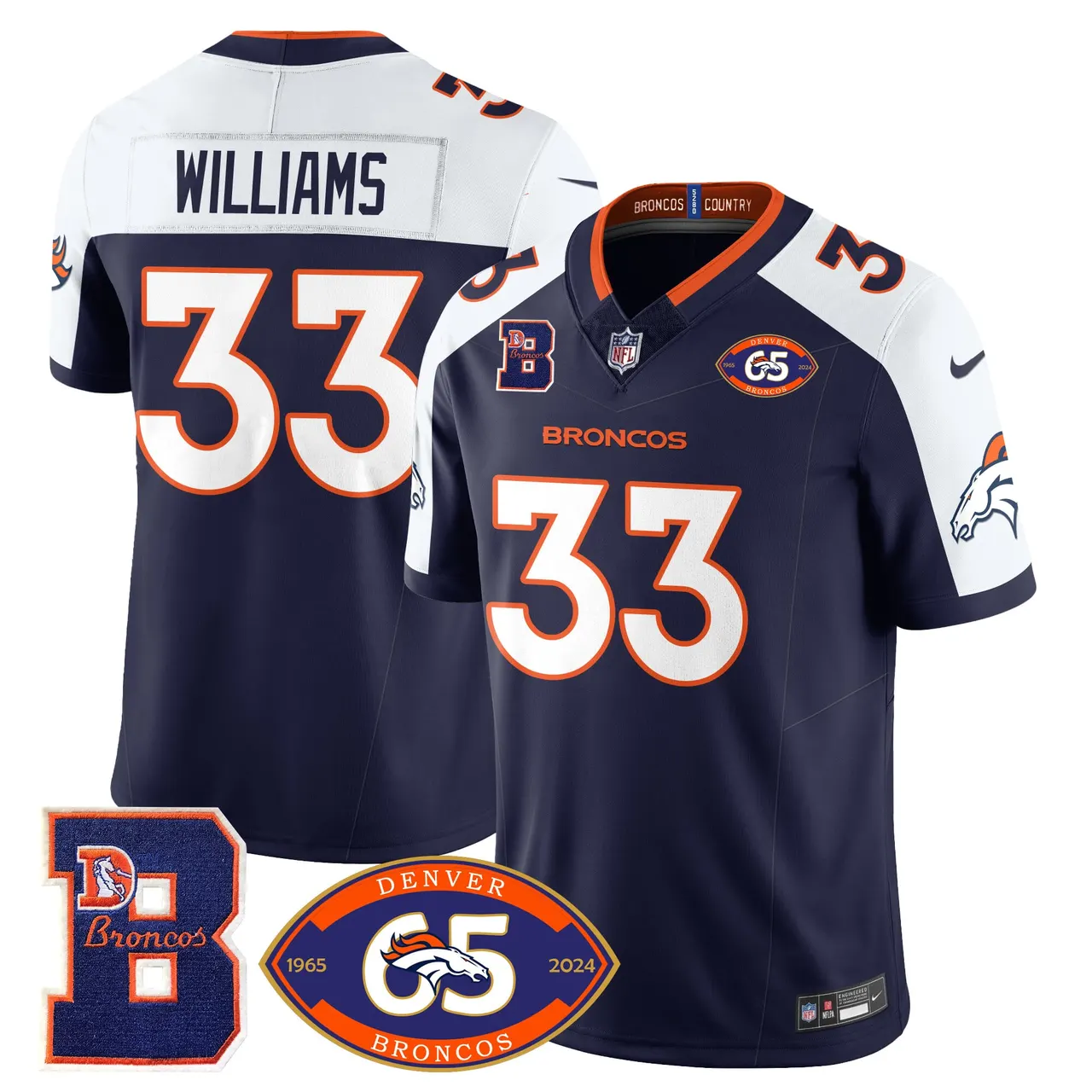 Denver Broncos Nike 1959 Stitched Jersey - The Broncos Jersey All Stitched - Navy - Image 8