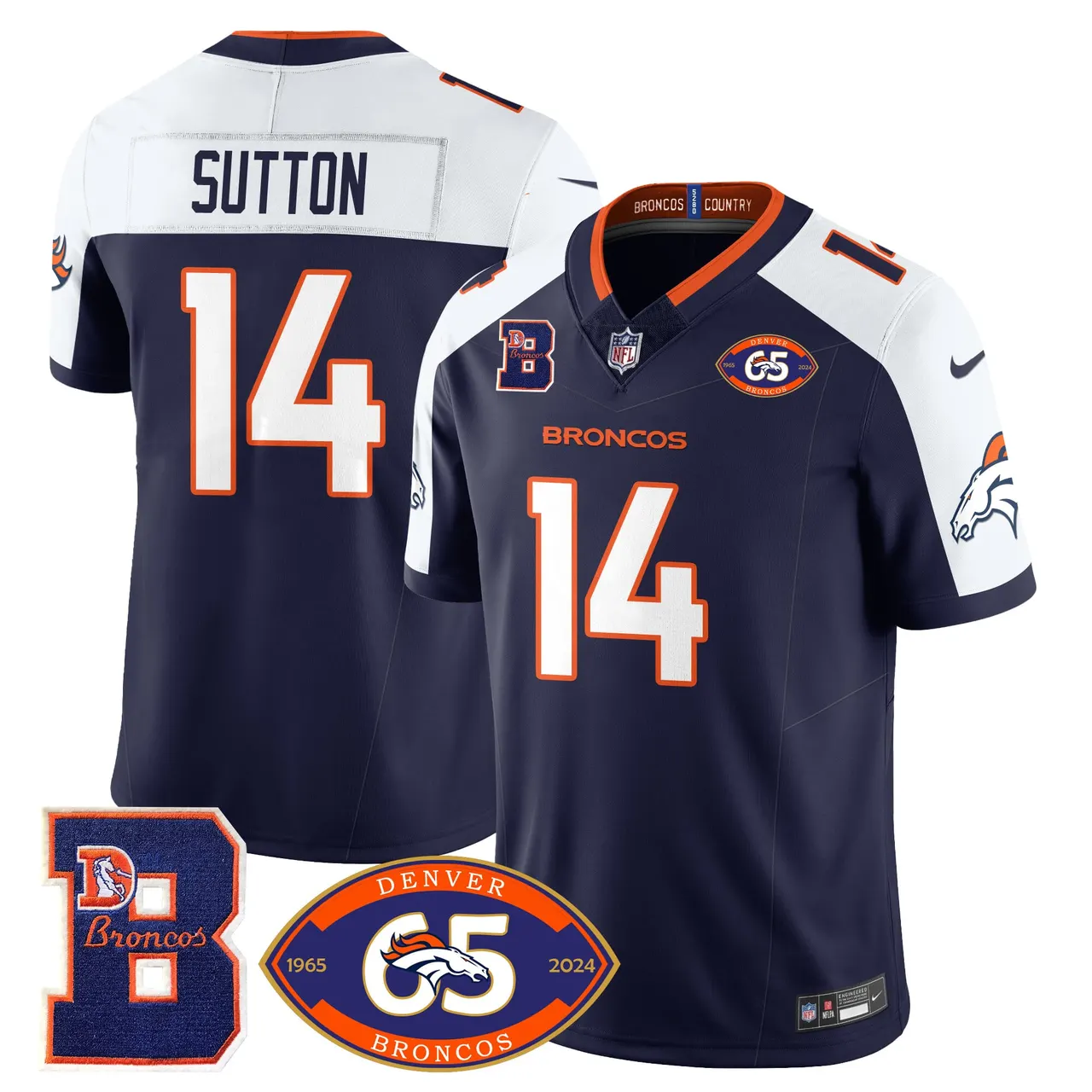 Denver Broncos Nike 1959 Stitched Jersey - The Broncos Jersey All Stitched - Navy - Image 7