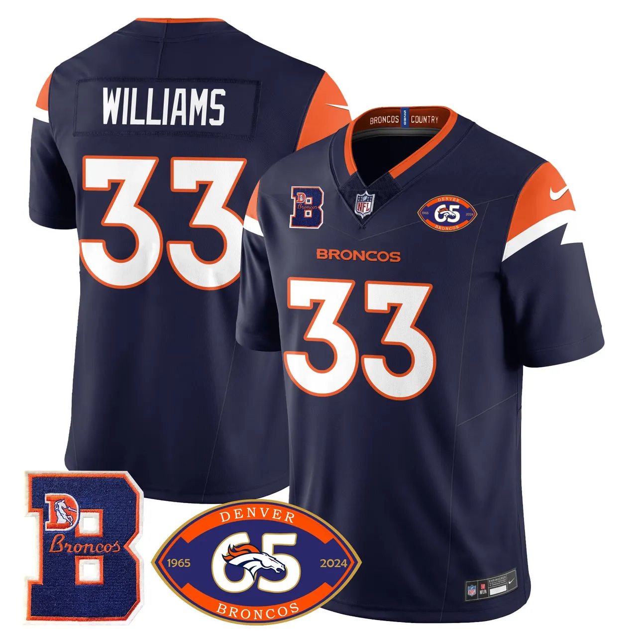 Denver Broncos Nike 1959 Stitched Jersey - The Broncos Jersey All Stitched - Navy - Image 17
