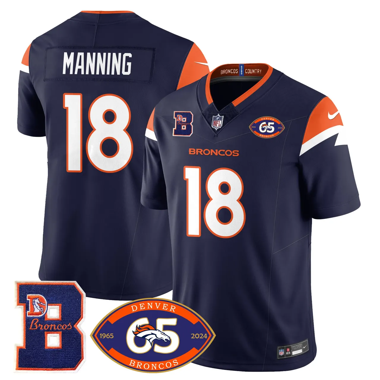 Denver Broncos Nike 1959 Stitched Jersey - The Broncos Jersey All Stitched - Navy - Image 13