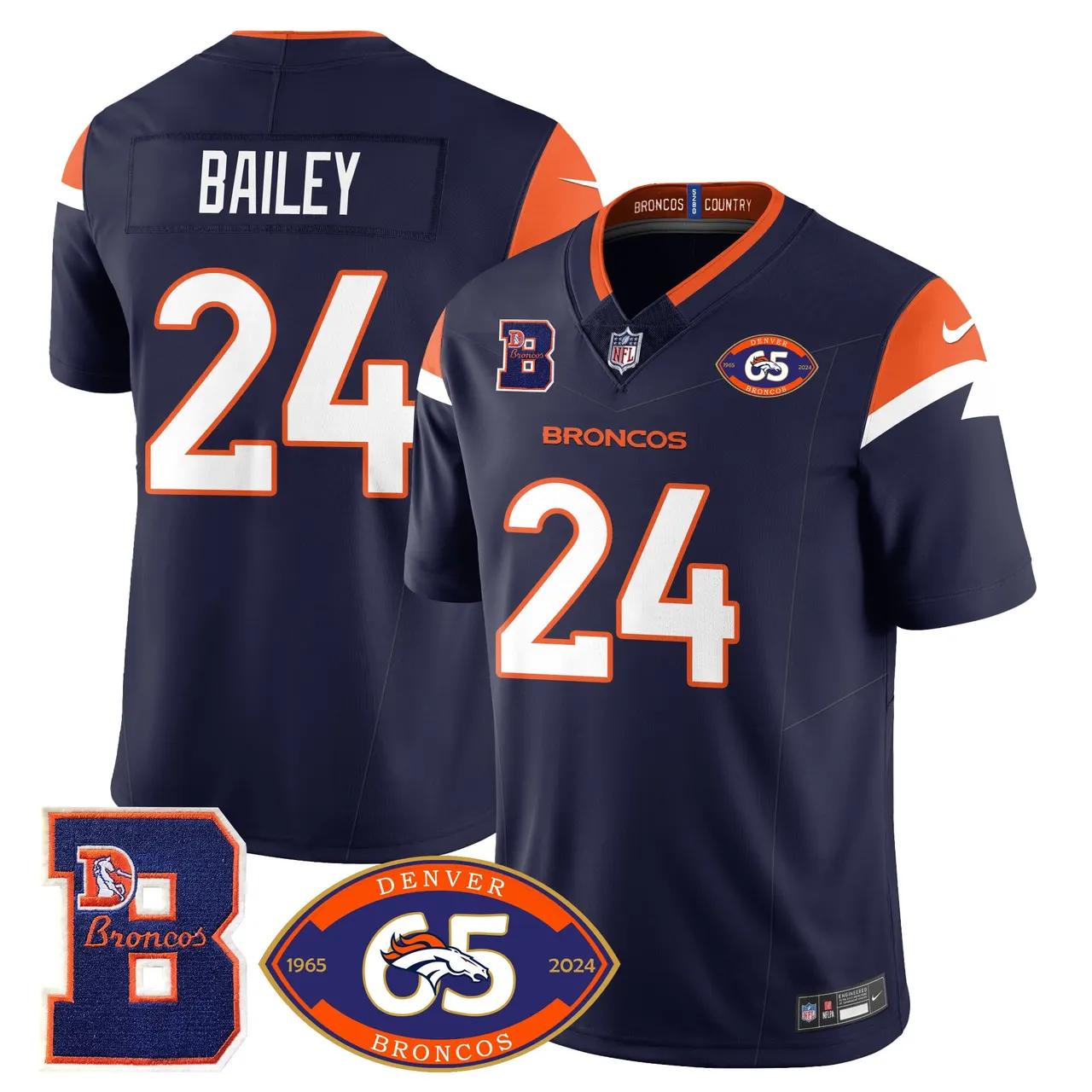 Denver Broncos Nike 1959 Stitched Jersey - The Broncos Jersey All Stitched - Navy - Image 11