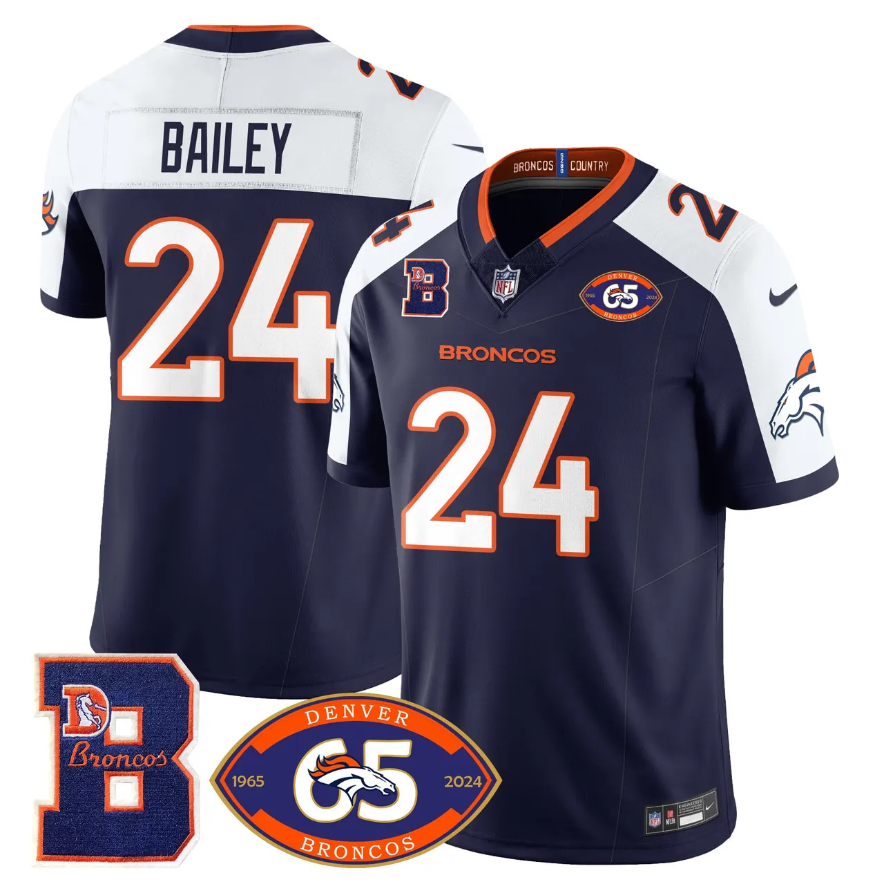 Denver Broncos Nike 1959 Stitched Jersey - The Broncos Jersey All Stitched - Navy - Image 3
