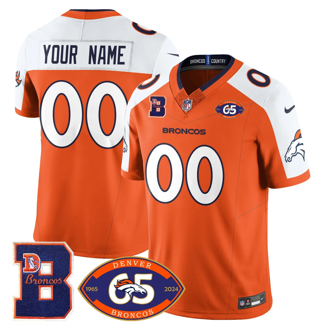 Denver Broncos Nike 1959 Custom Stitched Jersey - The Broncos Jersey All Stitched - Navy - Image 2