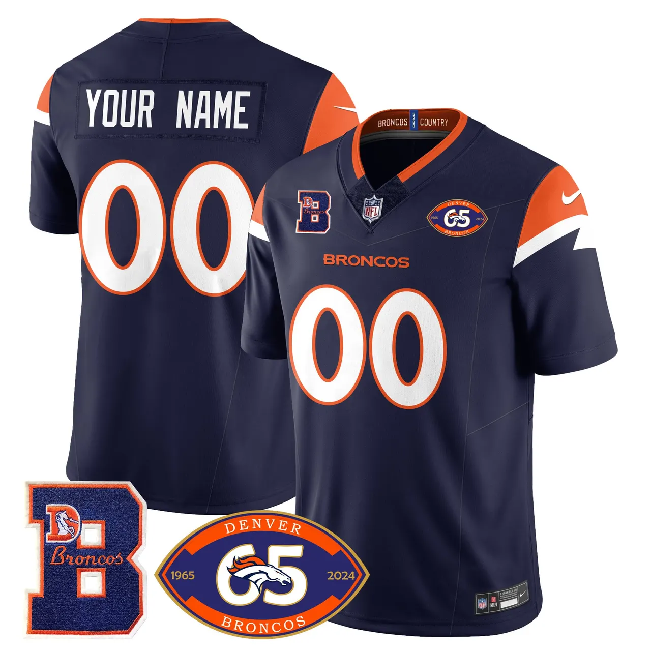 Denver Broncos Nike 1959 Custom Stitched Jersey - The Broncos Jersey All Stitched - Navy