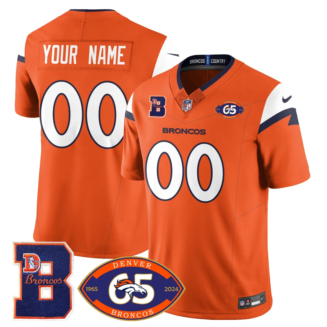Denver Broncos Nike 1959 Custom Stitched Jersey - The Broncos Jersey All Stitched - Navy - Image 4