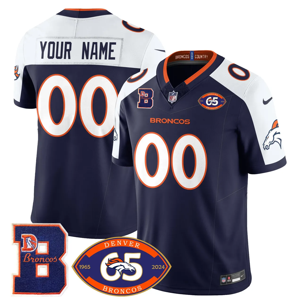 Denver Broncos Nike 1959 Custom Stitched Jersey - The Broncos Jersey All Stitched - Navy - Image 5