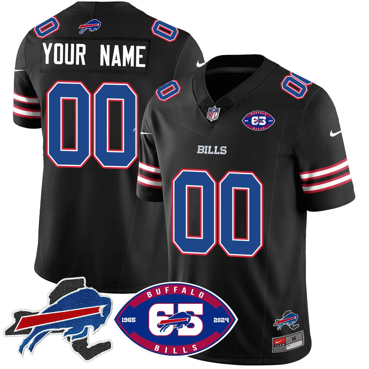 Buffalo Bills Nike 1959 Custom Stitched Jersey - The Bills Jersey All Stitched - Black - Image 2