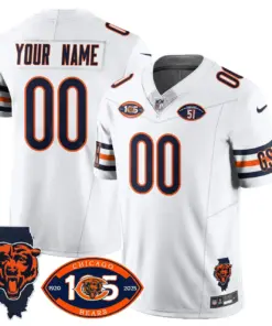 Chicago Bears Nike 1920 Custom Stitched Jersey - The Bears Jersey All Stitched - White - Image 3