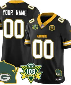 Green Bay Packers Nike 1919 Custom Stitched Jersey - The Packers Jersey All Stitched - Black - Image 6