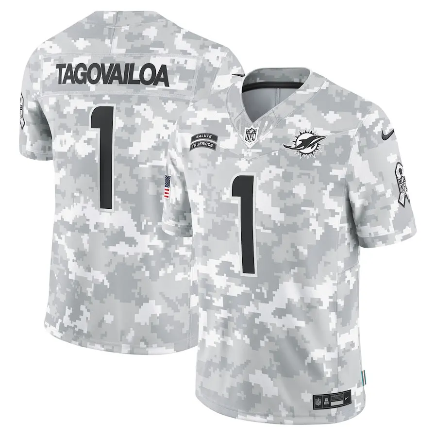 Tua Tagovailoa Miami Dolphins Nike 2024 Salute to Service Stitched Jersey - Gray