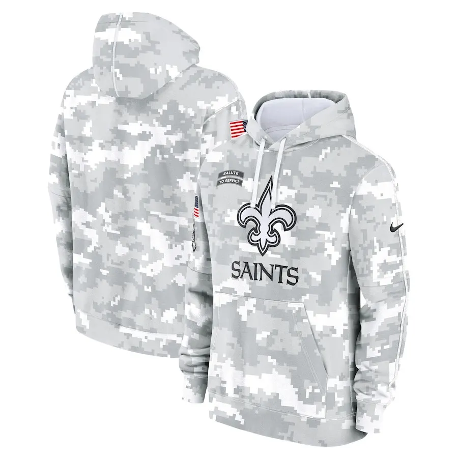 New Orleans Saints Nike 2024 Salute to Service Pullover Hoodie - Arctic Camo