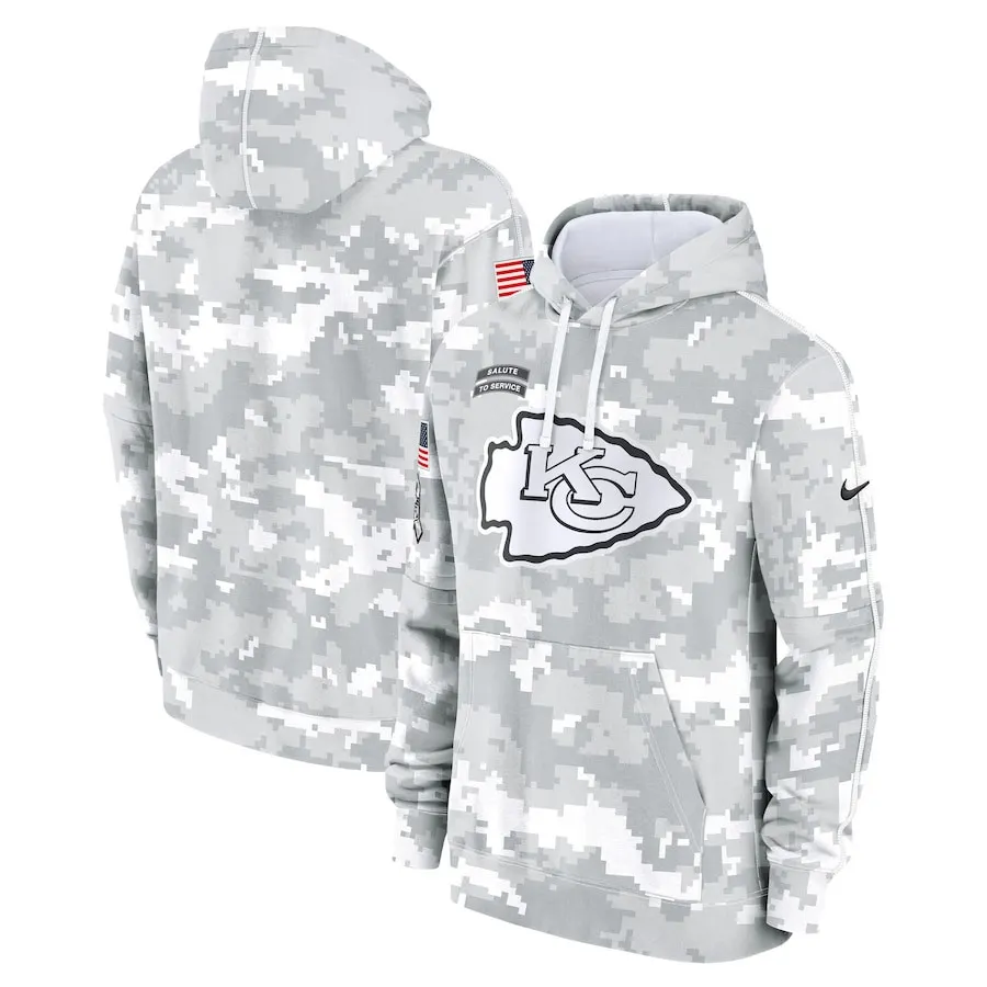 Kansas City Chiefs Nike 2024 Salute to Service Pullover Hoodie - Arctic Camo