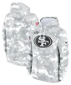 San Francisco 49ers Nike 2024 Salute to Service Pullover Hoodie - Arctic Camo