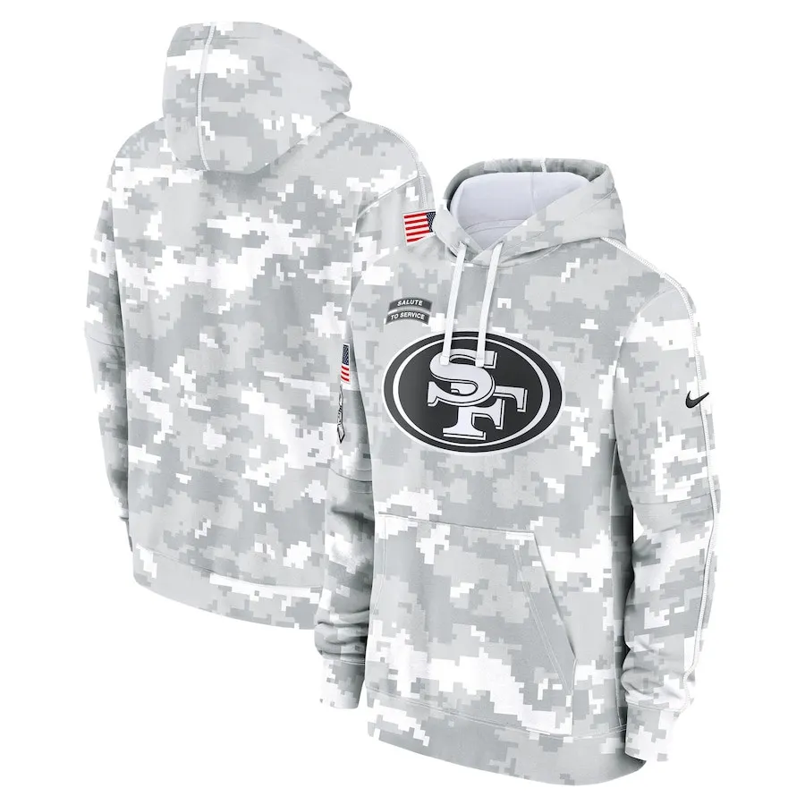 San Francisco 49ers Nike 2024 Salute to Service Pullover Hoodie - Arctic Camo