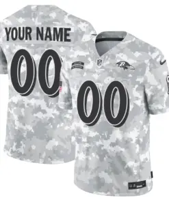 Baltimore Ravens Nike 2024 Salute to Service Custom Stitched Jersey - Gray