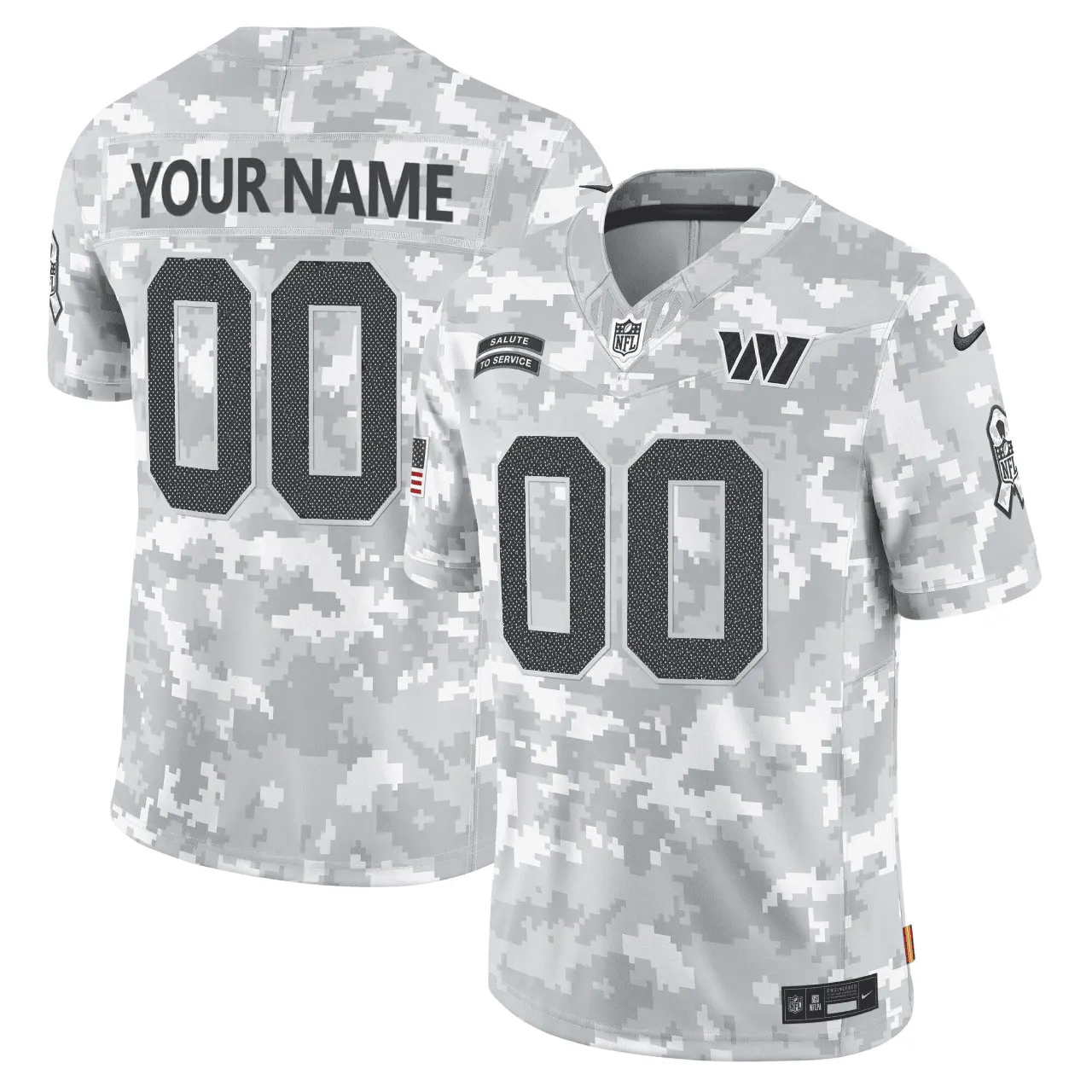 Washington Commanders Nike 2024 Salute to Service Custom Stitched Jersey - Arctic Camo All Stitched - White