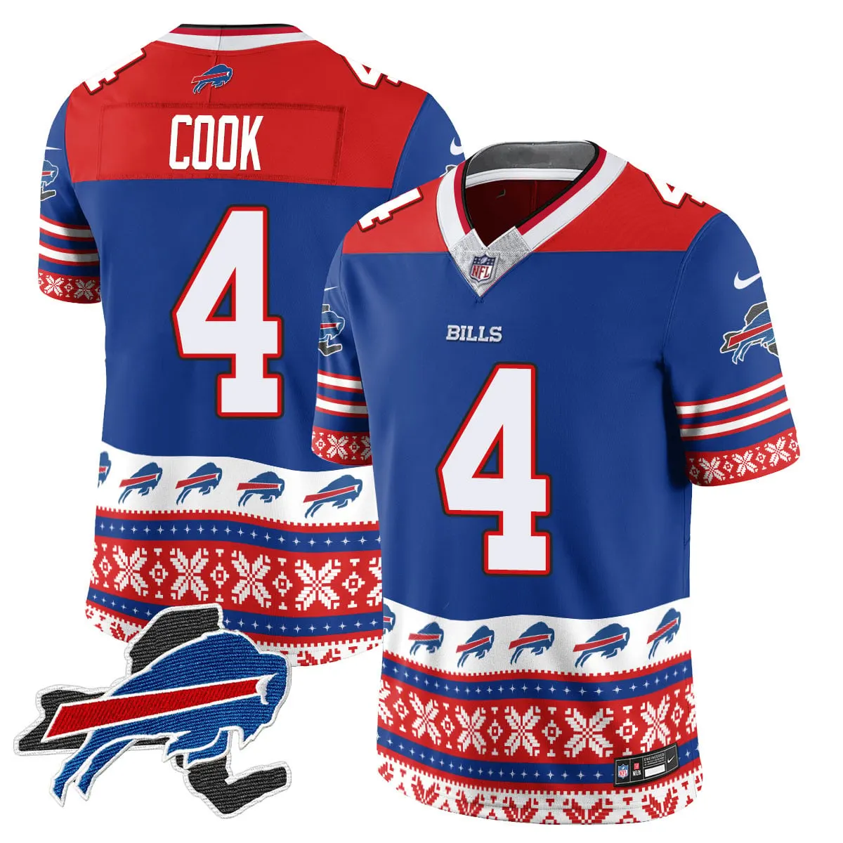 Buffalo Bills Nike 2024 Christmas Vapor Limited Jersey - Royal Blue - Image 2