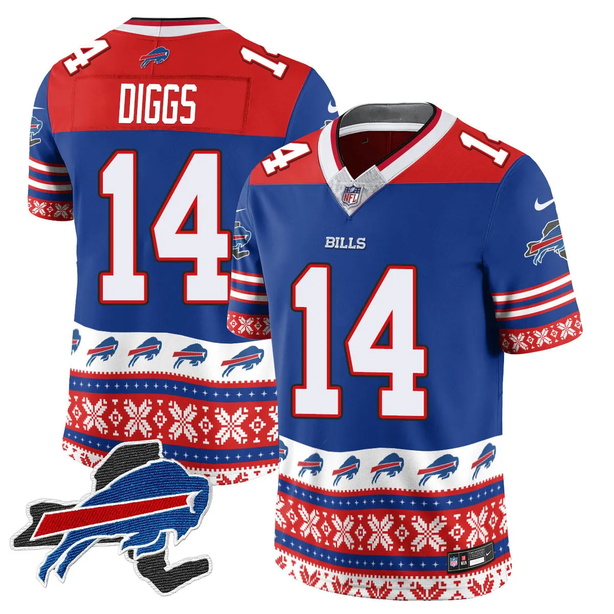 Buffalo Bills Nike 2024 Christmas Vapor Limited Jersey - Royal Blue - Image 3
