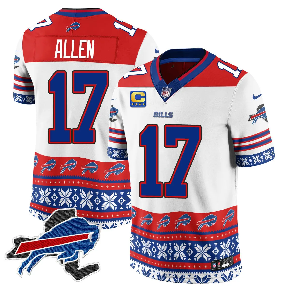 Buffalo Bills Nike 2024 Christmas Vapor Limited Jersey - Royal Blue - Image 12