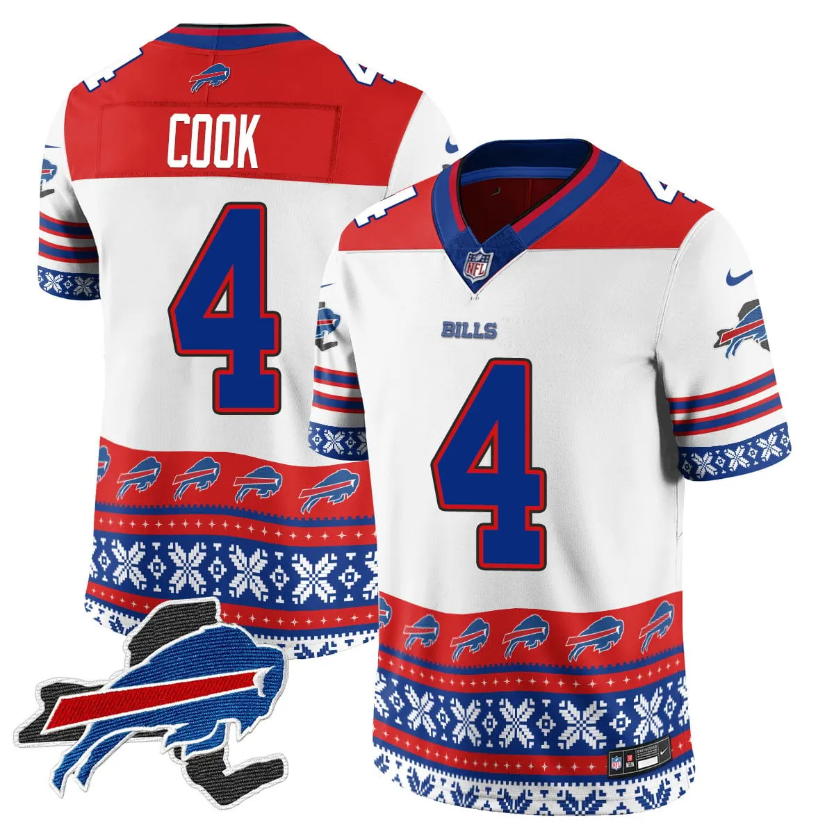 Buffalo Bills Nike 2024 Christmas Vapor Limited Jersey - Royal Blue - Image 6