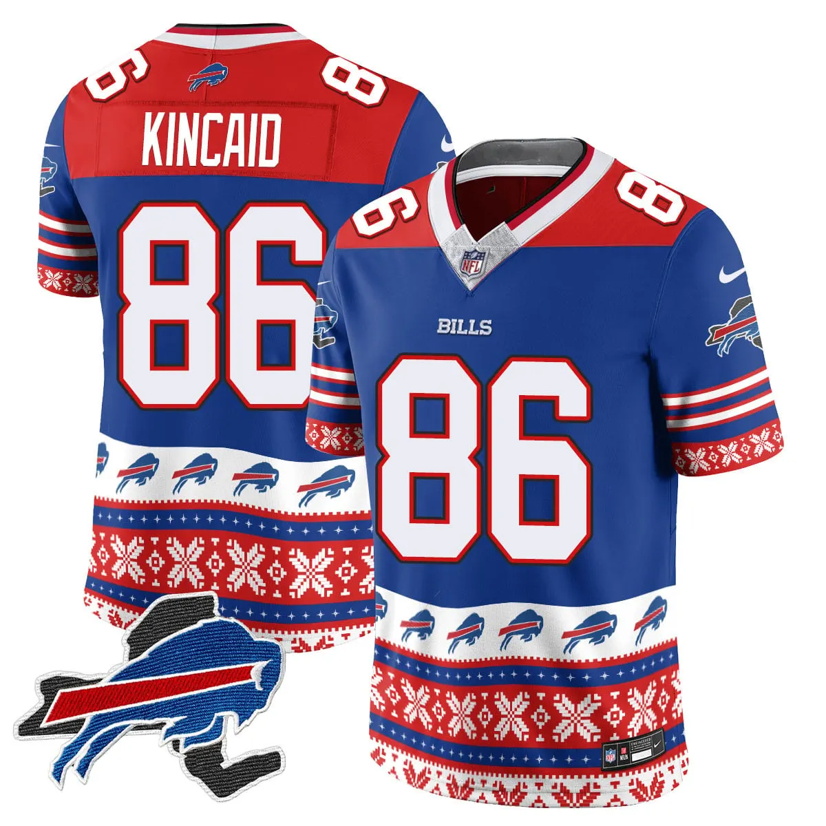 Buffalo Bills Nike 2024 Christmas Vapor Limited Jersey - Royal Blue - Image 8